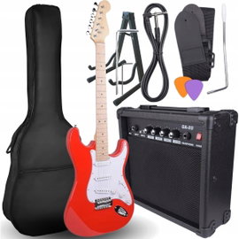 Zestaw Gitara Elektryczna z Piecykiem Gitarowym Pokrowiec + kabel + stojak