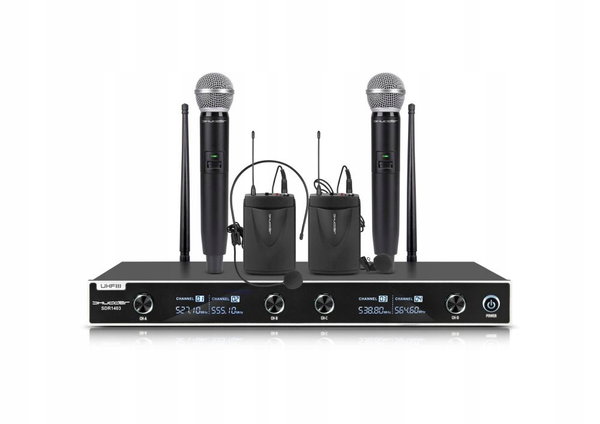 Mikrofony bezprzewodowe Shudder UHF 2głowa + 2ręka