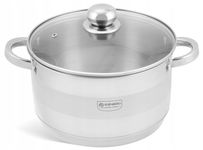 GARNEK Stalowy GRUBE 7x DNO z POKRYWKĄ 6,1L 24cm INDUKCJA Gaz 3007