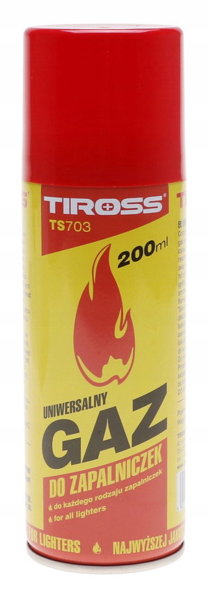 GAZ do Zapalniczek ZAPALAREK 200ml 5 Końcówek Kartusz GAZOWY 703
