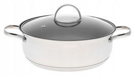 GARNEK Marmurowy Niski Płaski NIEPRZYWIERAJĄCY 22cm 2,8l INDUKCJA Gaz 7402