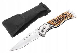 NÓŻ MYŚLIWSKI Scyzoryk Składany Sprężynowy Na Grzyby Pokrowiec 5721