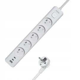 Przedłużacz LISTWA ZASILAJĄCA 3680W 1,5m Zasilacz USB USB-C WŁĄCZNIK M407
