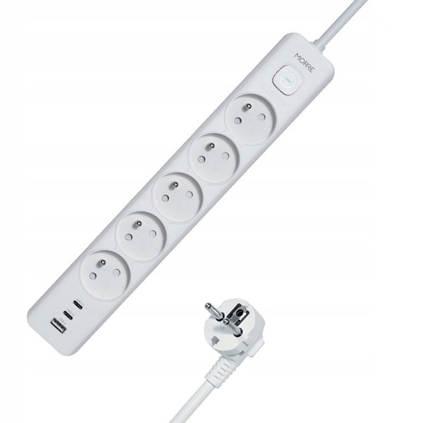 Przedłużacz LISTWA ZASILAJĄCA 3680W 1,5m Zasilacz USB USB-C WŁĄCZNIK M407