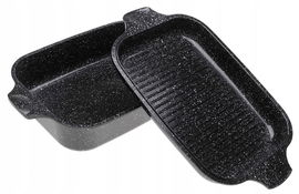 BRYTFANNA Gęsiarka MARMUROWA Patelnia GRILLOWA 2w1 Brytfanka 5,5L 34cm 7845