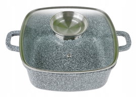 GARNEK MARMUROWY Ceramiczny Kwadratowy 18cm Brytfanna Indukcja 2,3l 3900