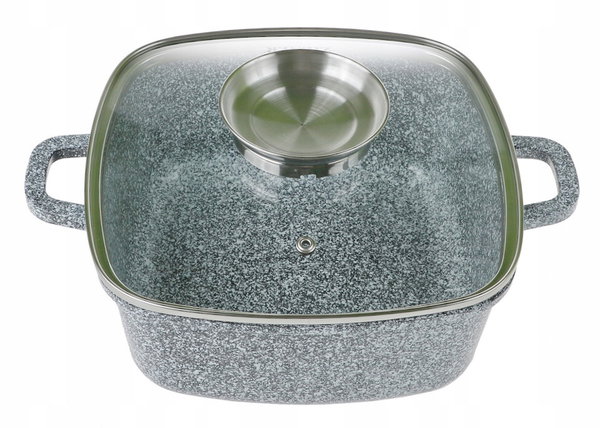 GARNEK MARMUROWY Ceramiczny Kwadratowy 18cm Brytfanna Indukcja 2,3l 3900