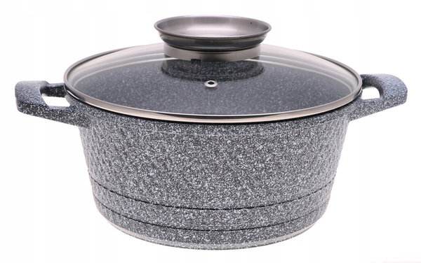 GARNEK MARMUROWY Powłoka NIEPRZYWIERAJĄCA 24cm 4,2L INDUKCJA Gaz 3705
