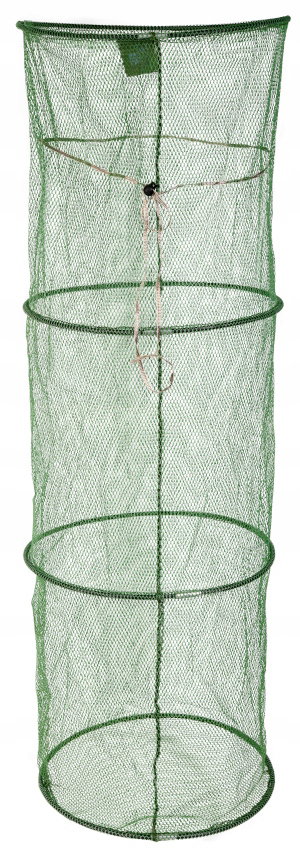 SADZYK SIATKA WĘDKARSKA Gumowana Kosz Na Ryby 4 Obręcze 40x110cm 260012