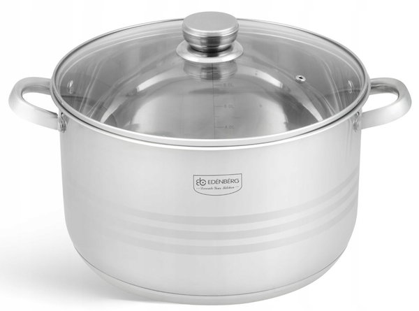 GARNEK Stalowy GRUBE 5x DNO Z POKRYWKĄ 12,4L 30cm INDUKCJA Gaz 3020