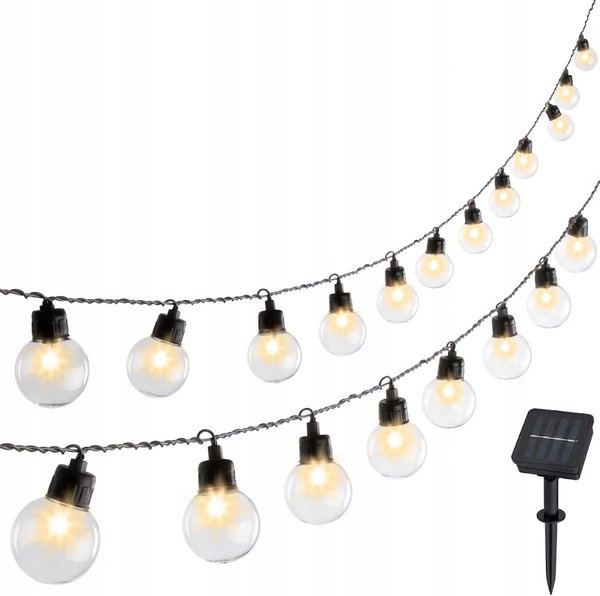 GIRLANDA SOLARNA Lampki Ogrodowe 20LED Wiszące 2,8m Na Balkon P145