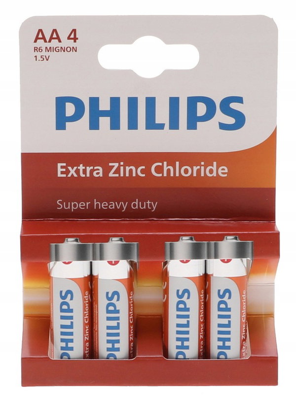 BATERIE Zestaw 4 Sztuki PHILIPS Bateria x4 Paluszki R6 AA