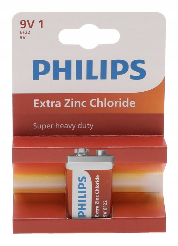 Bateria Cynkowo-węglowa Philips 9V 6F22 R9