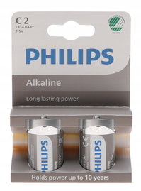 BATERIE Zestaw 2 Sztuki PHILIPS Alkaliczne Bateria x2 LR14 C Alkaline