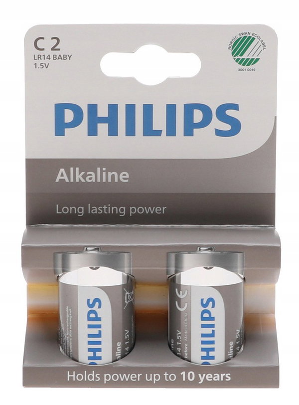 BATERIE Zestaw 2 Sztuki PHILIPS Alkaliczne Bateria x2 LR14 C Alkaline