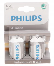 BATERIE Zestaw 2 Sztuki PHILIPS Alkaliczna Bateria x2 LR20 D Alkaline