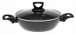 GARNEK Niski Płaski MARMUROWY 24cm WOK 2,4l Indukcja Gaz 7463