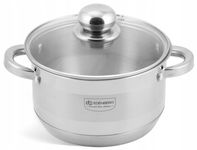 GARNEK Stalowy GRUBE 7x DNO z POKRYWKĄ 1,9L 16cm INDUKCJA Gaz 3003