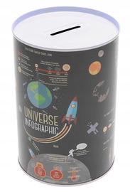 SKARBONKA Metalowa Puszka Na Pieniądze Monety Banknoty 10x15cm KOSMOS 1946