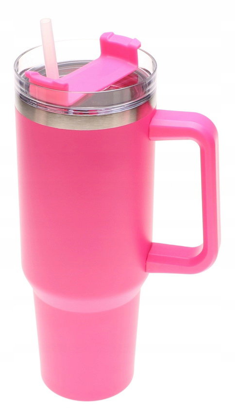 KUBEK TERMICZNY Ze SŁOMKĄ Uchwytem Na Kawę Herbatę TERMOS 1200ml A2652