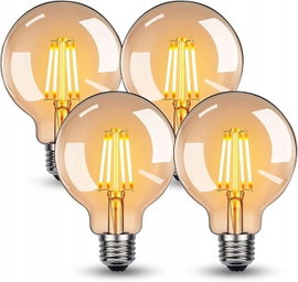 HUSTUNG Żarówka Edison Vintage E27 LED 4 W G95 ciepła biel bursztyn 4 szt.