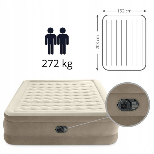 OUTLET Materac dwuosobowy Intex 203 x 152 x 46 cm brązowy