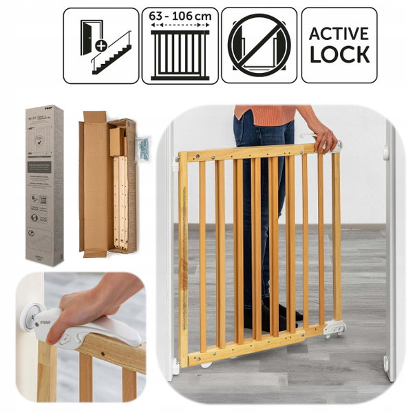 OUTLET Bramka na schody ochronna zabezpieczająca przykręcana 63-106 cm REER