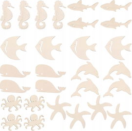 OUTLET Drewniane kształty zwierząt morskich 28 szt. PO ZWROCIE