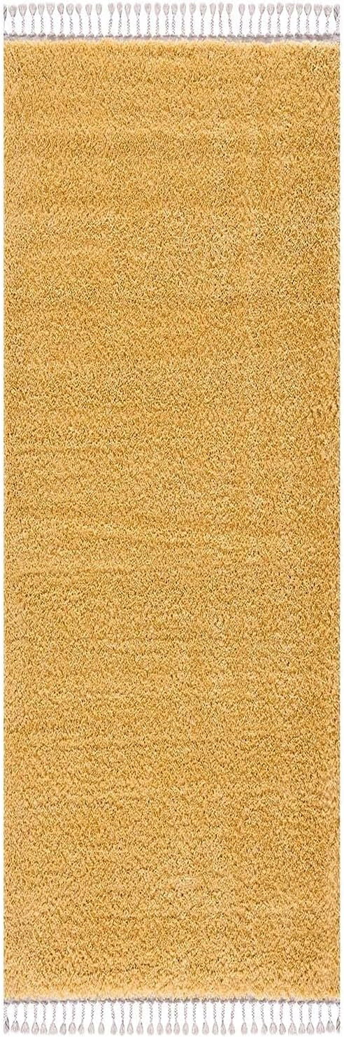 Dywan do sypialni, przedpokoju, żółty, 80x400 cm, z długim włosiem