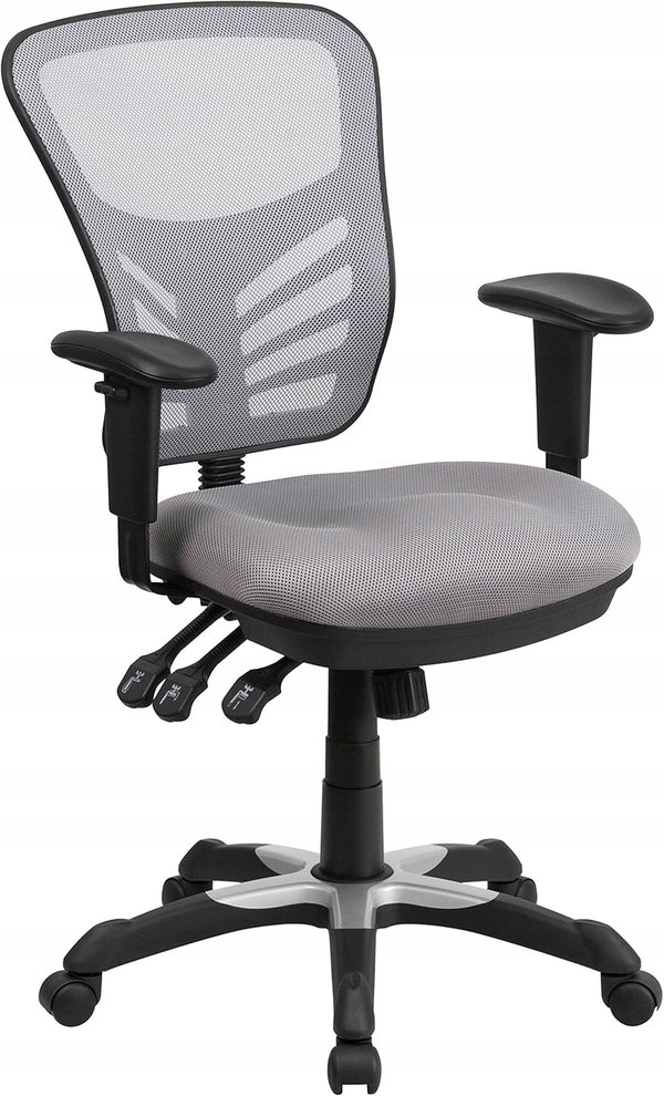 Ergonomiczne obrotowe, wielofunkcyjne krzesło biurowe z siatki szare