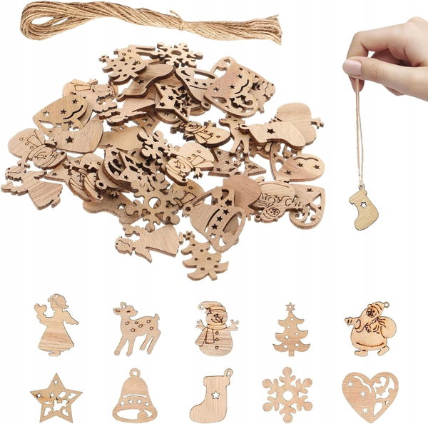 Drewniane ozdoby świąteczne DIY Boże Narodzenie 100 szt.