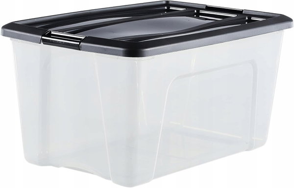 Plastikowe pudełka do przechowywania z pokrywą i klipsami 45L-1 szt.