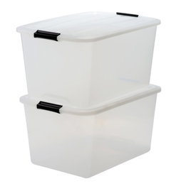 Pudełko z pokrywką czarny, przezroczysty TB-45, 45 L, zestaw 2 sztuki