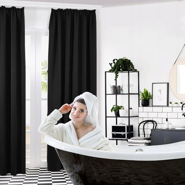 Zasłona Thermal Blackout z taśmą, 245x140 cm czarna, 1 sztuka