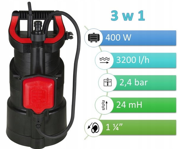 Pompa zatapialna T.I.P. 400 W 3200 l/h