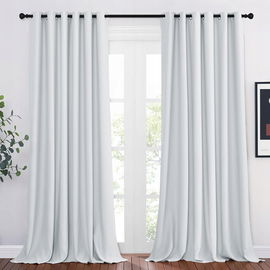 PONY DANCE zasłona do salonu z oczkami wys. 260 x szer. 200 cm, szaro-biała