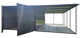 Garaż blaszany 3x5m + wiata 3x5 m - wolnostojący - antracyt - spad w tył GB147