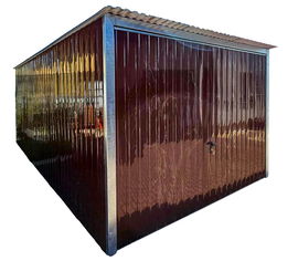 Garaż blaszany 3x5m - wolnostojący - brama uchylna - ciemny brąz GB149