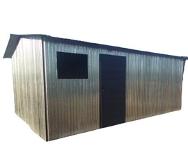 Garaż blaszany 4x6 Brama + drzwi + otwór na okno - ocynk - dwuspad GB166