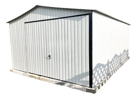 Garaż blaszany 4x6 Brama uchylna Biały - wolnostojący GB169