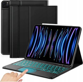 Klawiatura JANOLTY do iPada Pro 12.9 2021 2020 2018 Podświetlane BT + Etui