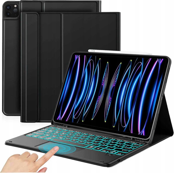 Klawiatura JANOLTY do iPada Pro 12.9 2021 2020 2018 Podświetlane BT + Etui