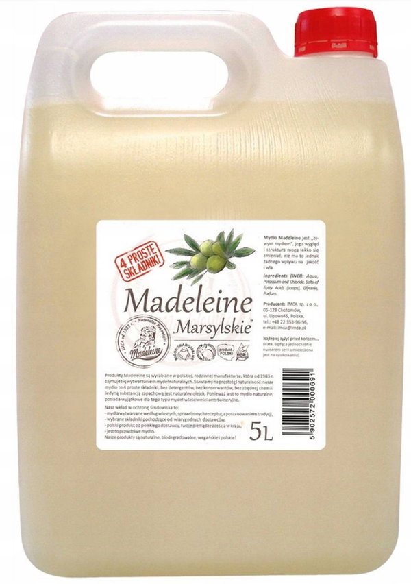 Mydło Naturalne Hipoalergiczne w Płynie Marsylskie DO KĄPIELI ŁAGODNE 5L
