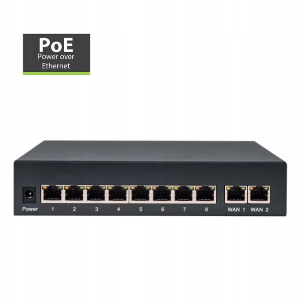 Switch PoE 8-port Amiko LS-TR812 GIGABIT 2-port SOLIDNA METALOWA OBUDOWA