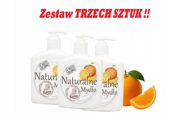Naturalne Mydło Marsylskie w Płynie Hipoalergiczne Madeleine Pomarańcz 3szt