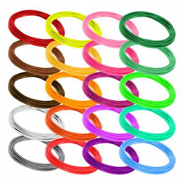 Wkład filament PLA do długopisu 3D 100m (20x 5m) 20 KOLORÓW WKŁADY 1,75 mm