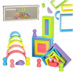 Klocki drewniane edukacyjne układanka tęcza puzzle montessori kolorowe
