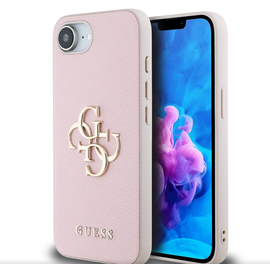 Guess Pu Grained 4G Metal Logo Case For Iphone 16E Róż