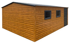 Schowek - Domek Ogrodowy 5x6m - drzwi - 2x okno - jasny orzech - dach ID964