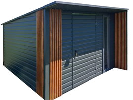 Schowek - domek ogrodowy PREMIUM 3x3 drzwi okno dekor z lameli dach ID1022